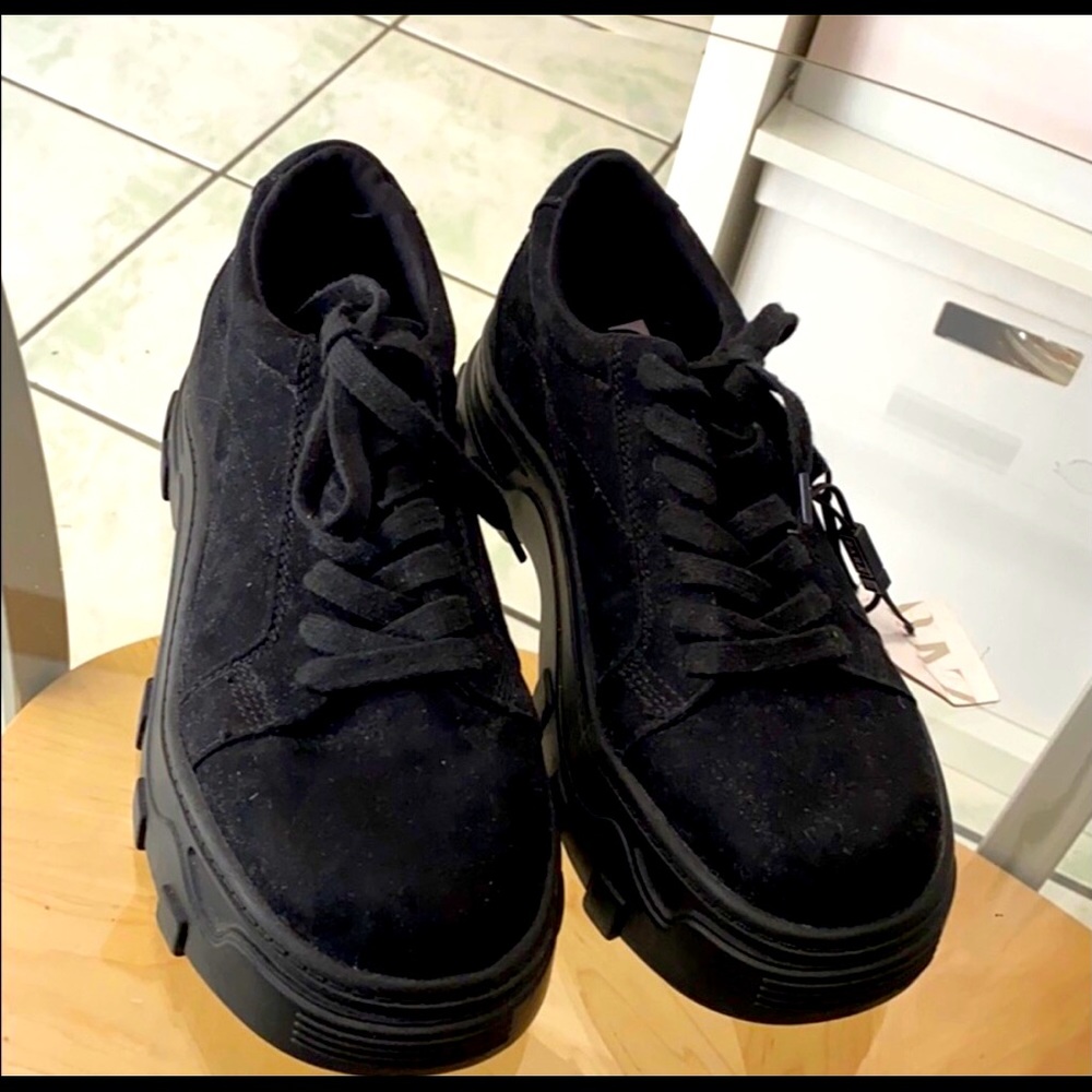 Zara black sneakers with platform